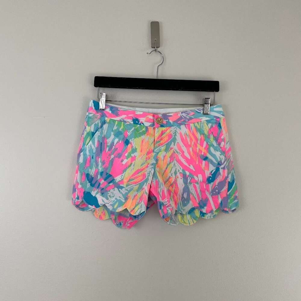 Lilly Pulitzer The Buttercup Cotton Scalloped Shorts Sparkling Sands Size 0